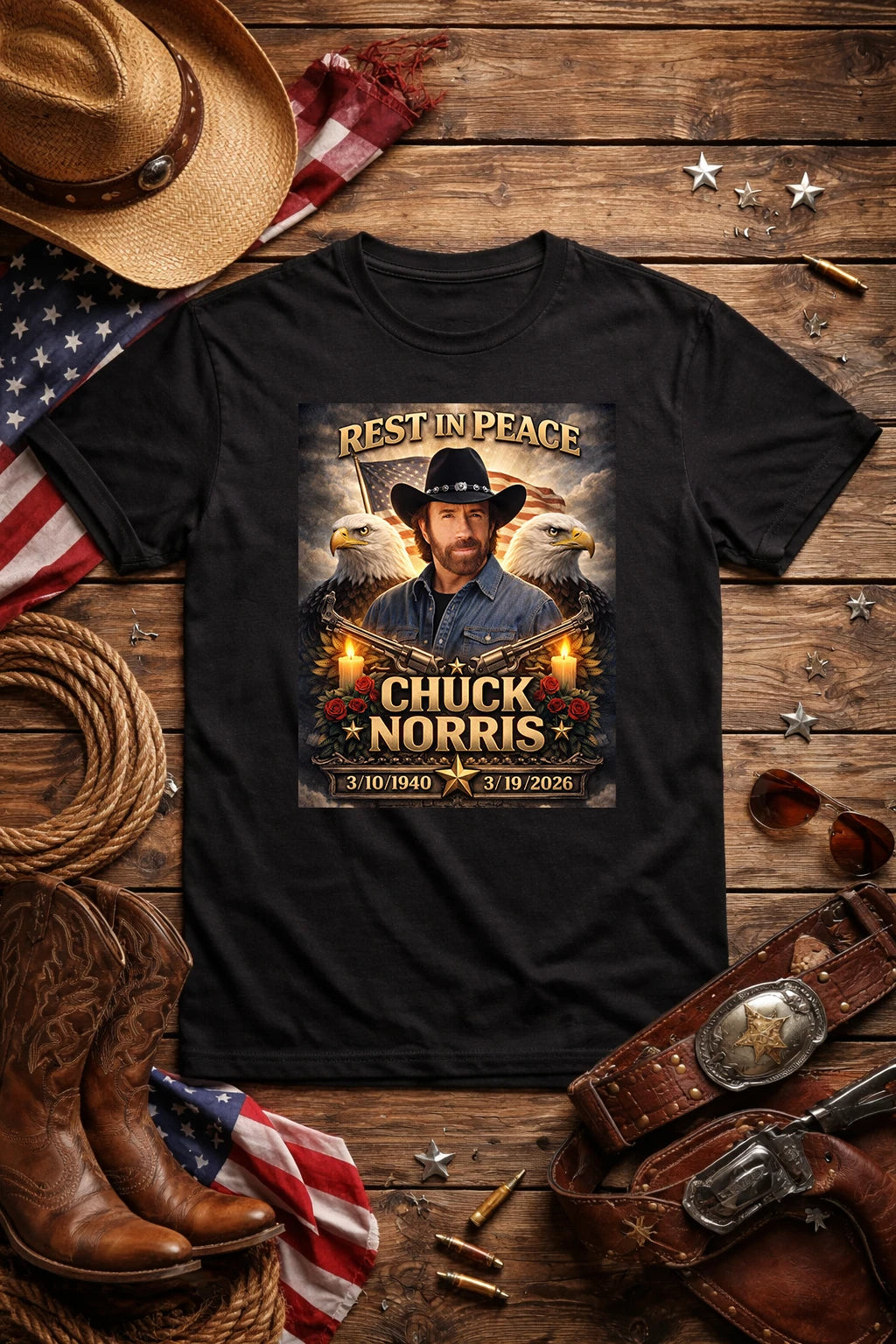Chuck Norris Rest in Peace T Shirt RIP #2